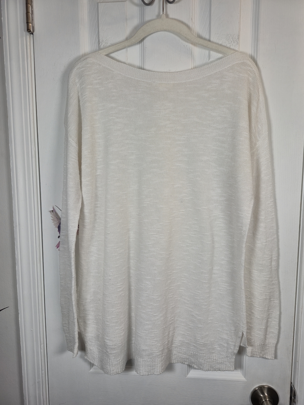 EILEEN FISHER Organic Linen Cotton Open Knit Boat Neck Sweater Ivory S - Picture 2 of 6